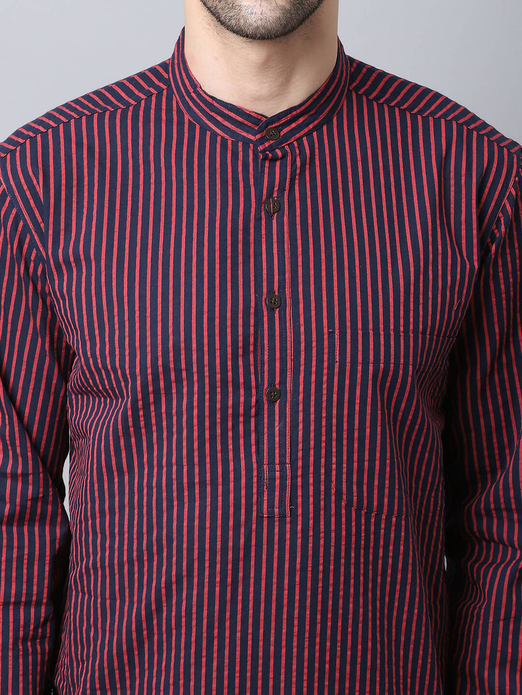 Even Apparels Black Pure Cotton Men's Kurta With Band Collar (STR1173)