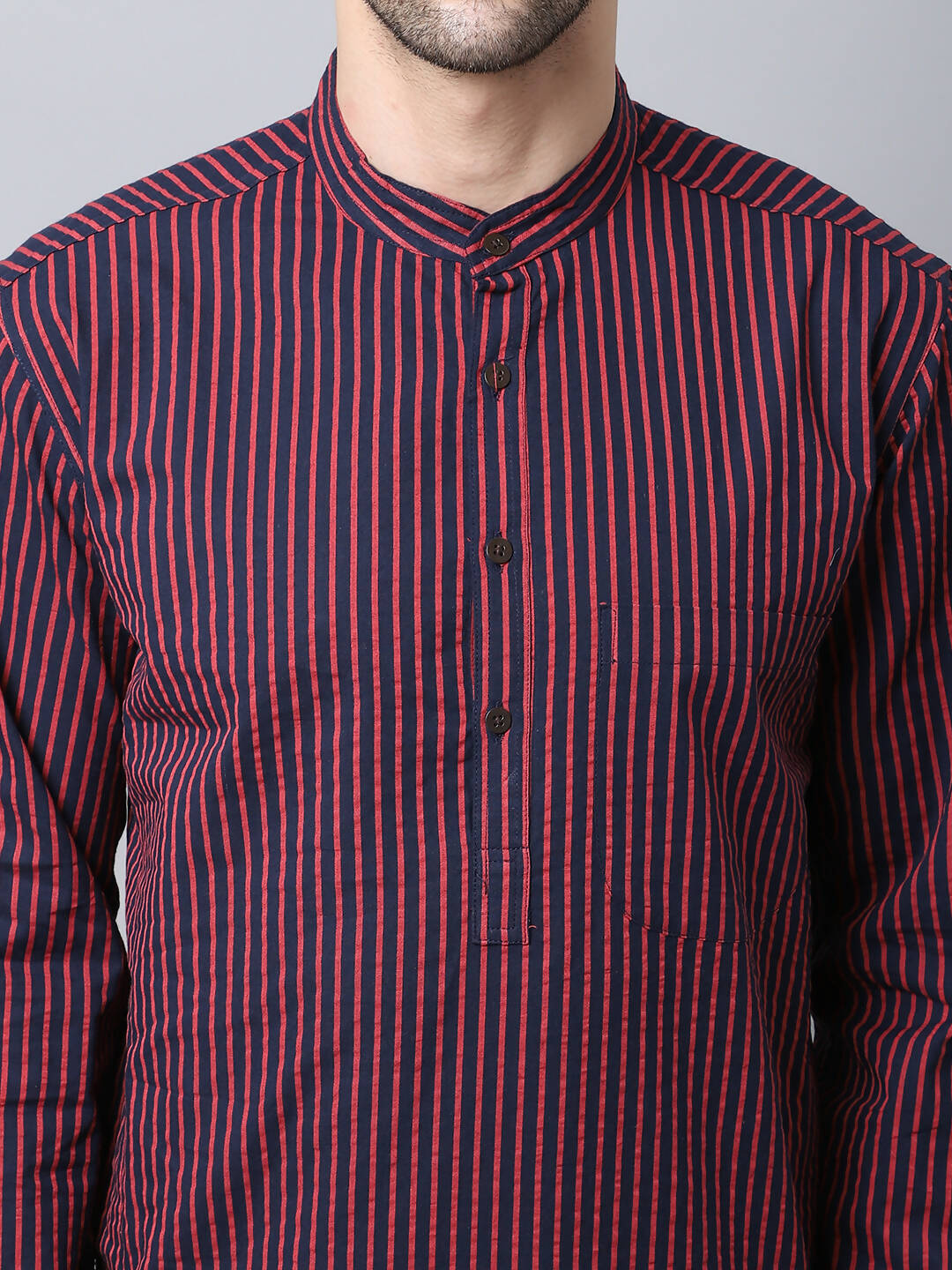 Even Apparels Black Pure Cotton Men's Kurta With Band Collar (STR1173)