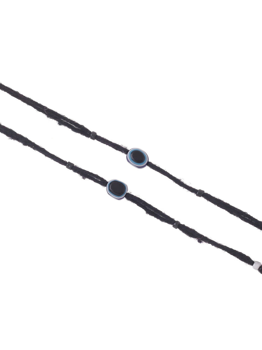 NVR Women Set of 2 Evil Eye Adjustable Black Anklets