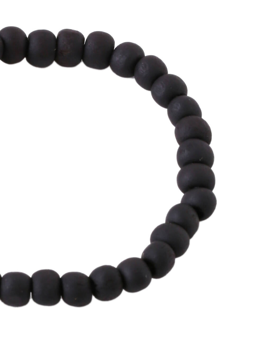NVR Men's Black Beaded Adjustable Bracelet