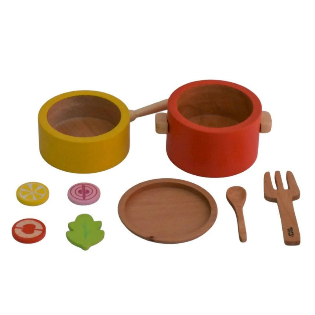Nesta Toys Wooden Gas Stove and Cooking Set For Kids