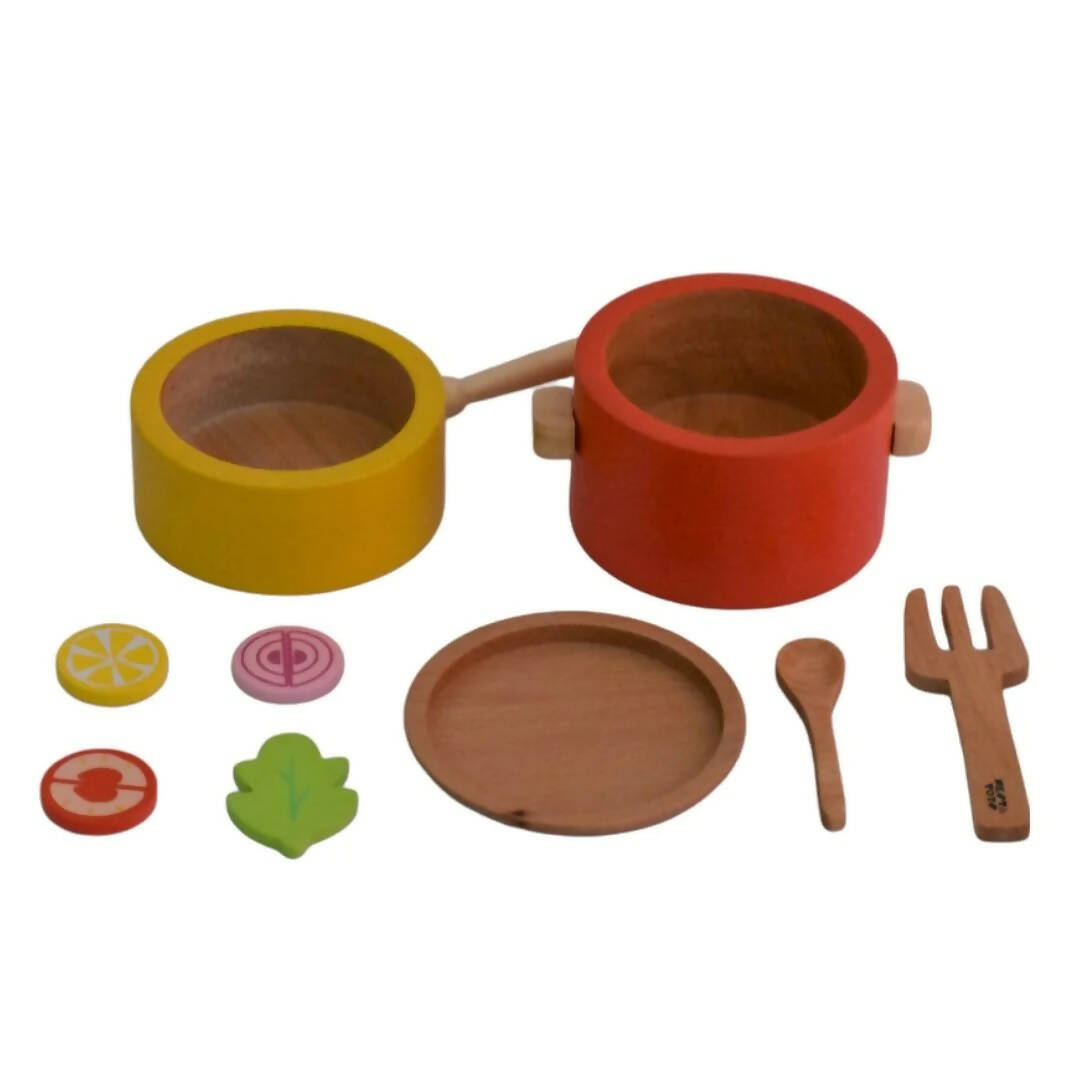 Nesta Toys Wooden Gas Stove and Cooking Set For Kids