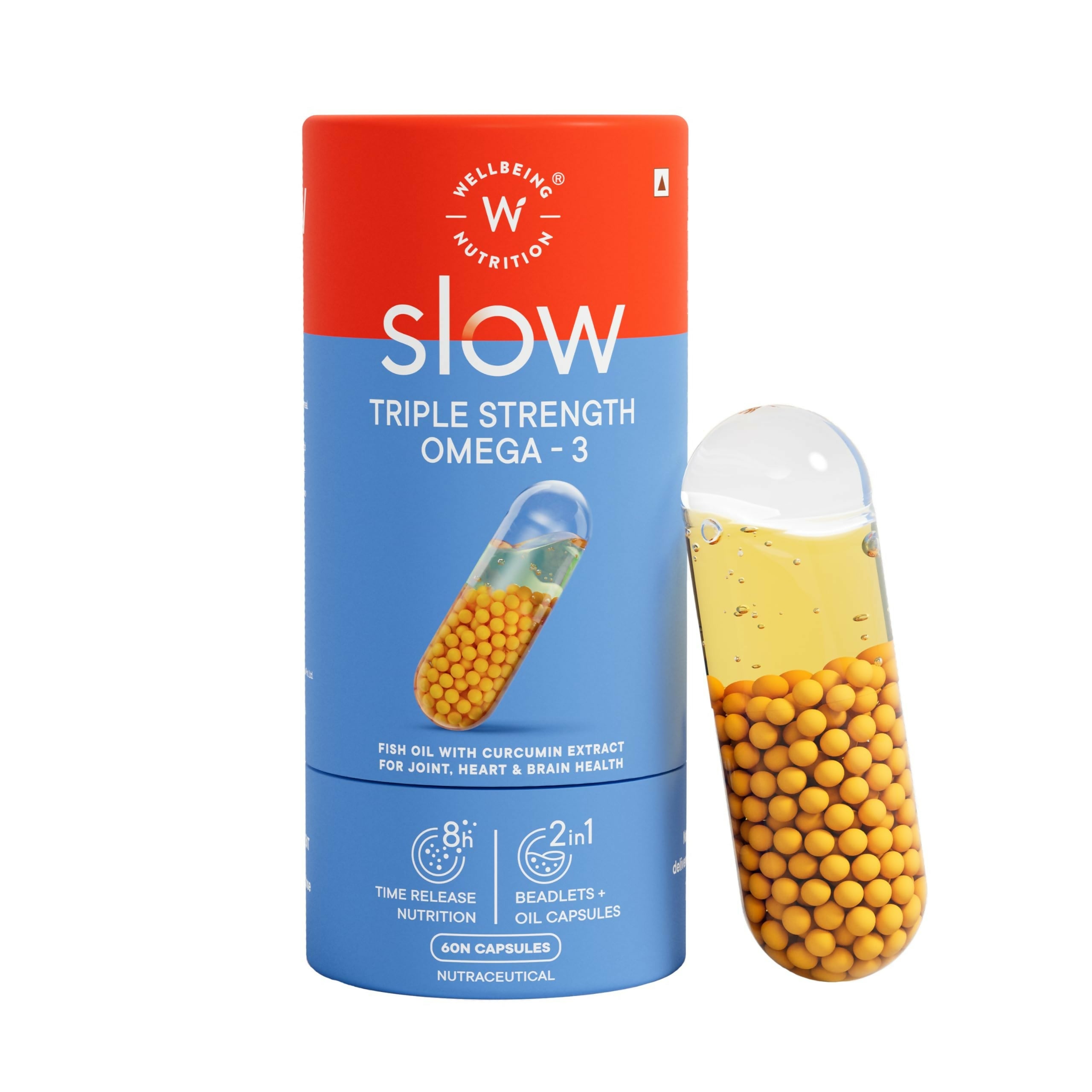 Wellbeing Nutrition Slow Triple Strength Omega 3 Fish Oil Capsules For Men and Women