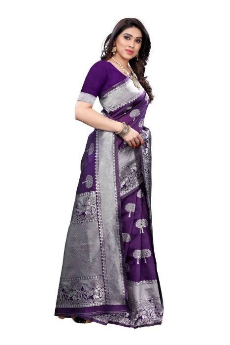 Vamika Banarasi Jacquard Weaving Purple Saree (AMEE PURPLE)