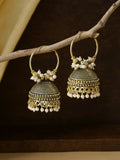 NVR Women Gold Toned Contemporary Jhumkas Earrings