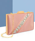 Joban Fashion Luxurious Satin Evening Clutch With Detachable Chain Strap - Light Pink