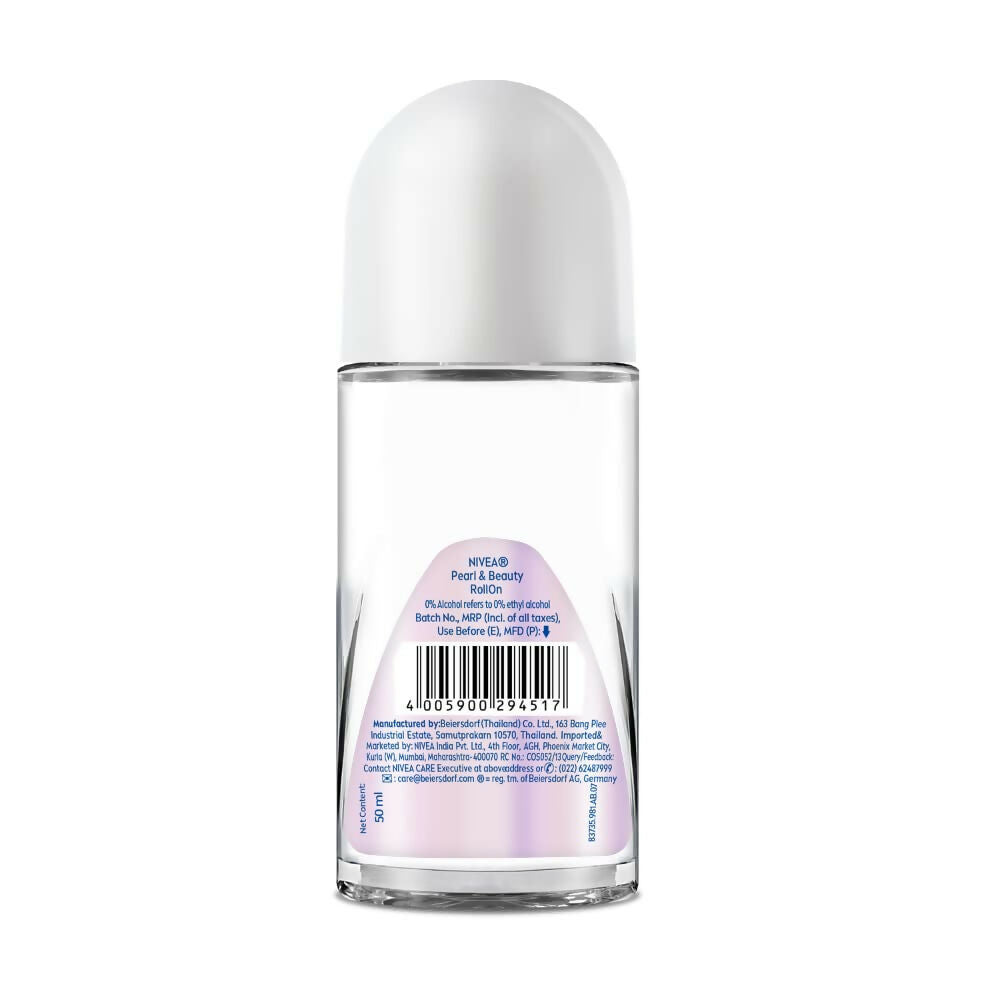 Nivea Pearl and Beauty Deo Roll On With Pearl Extracts & Avocado Oil 48 H Smooth & Beautiful Underarms 0% Alcohol