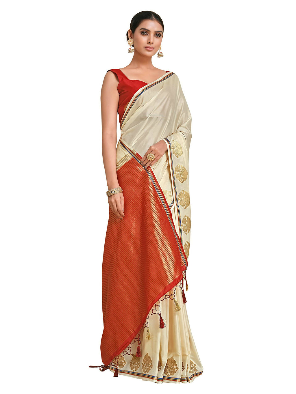 Mimosa Women's Beige Pure Crepe Saree