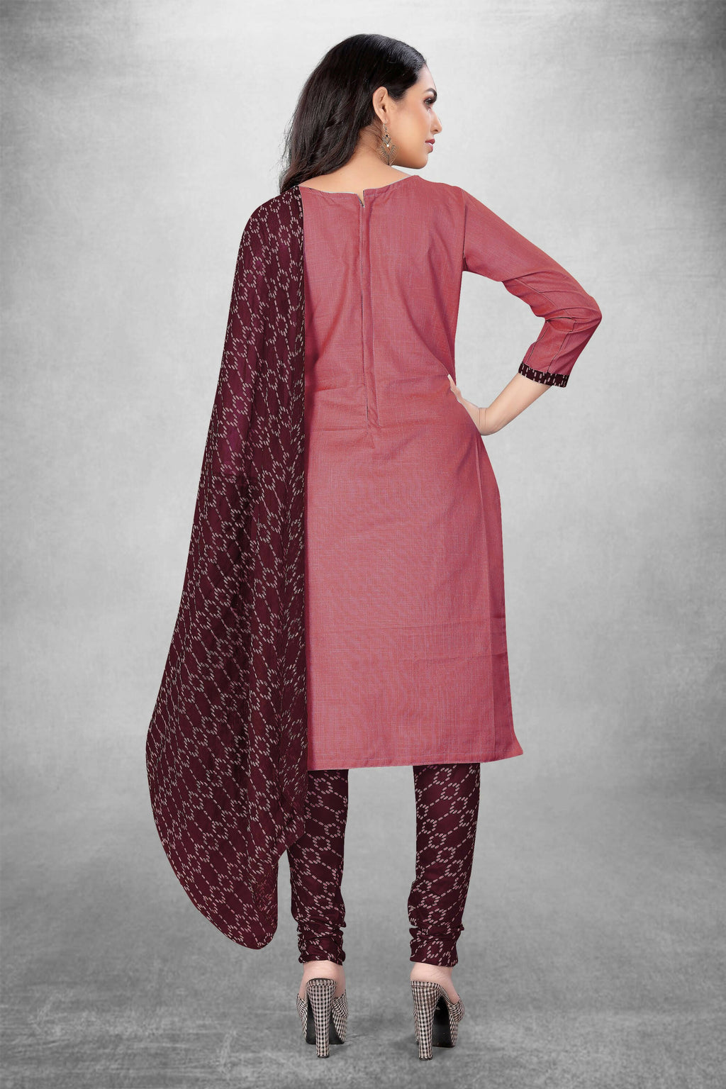 Pink Cotton Printed Unstitched Dress Material - Amara