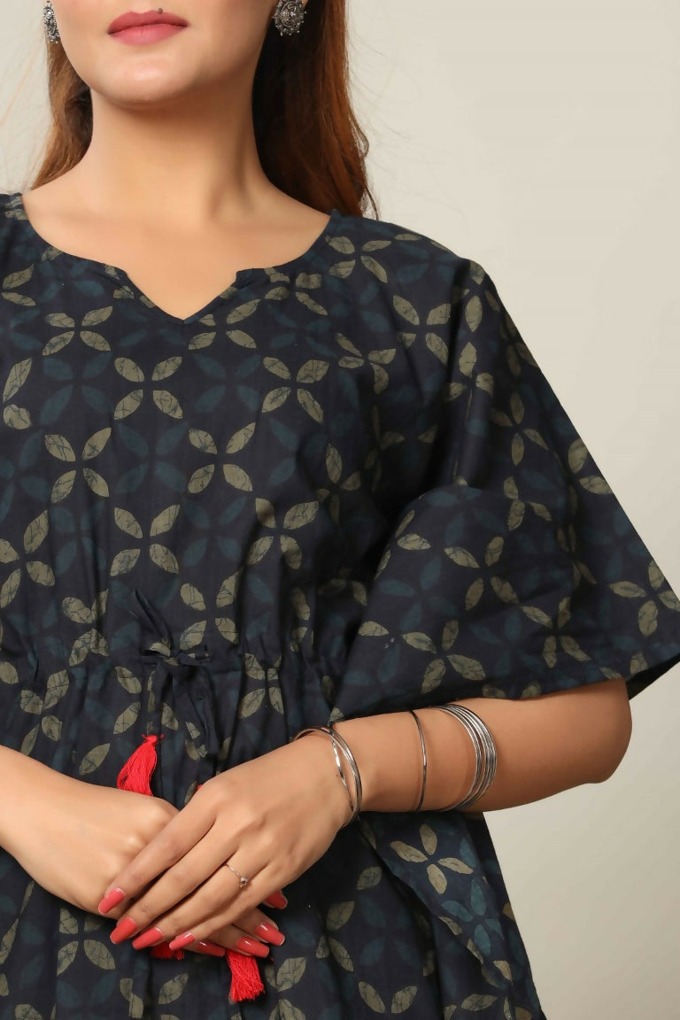 Miravan Women's Abstract Printed Cotton Kaftan Kurta