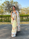 Vamsee Kamaljaal Yellow Organza Saree