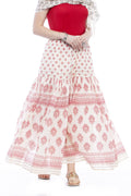Mominos Fashion Cotton Block Print With Lace Work Off White Red Color Prints Palazzo