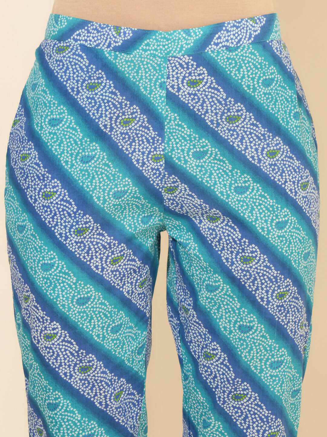 Janasya Women's Blue Cotton Bandhani Printed Casual Angrakha Co-ords