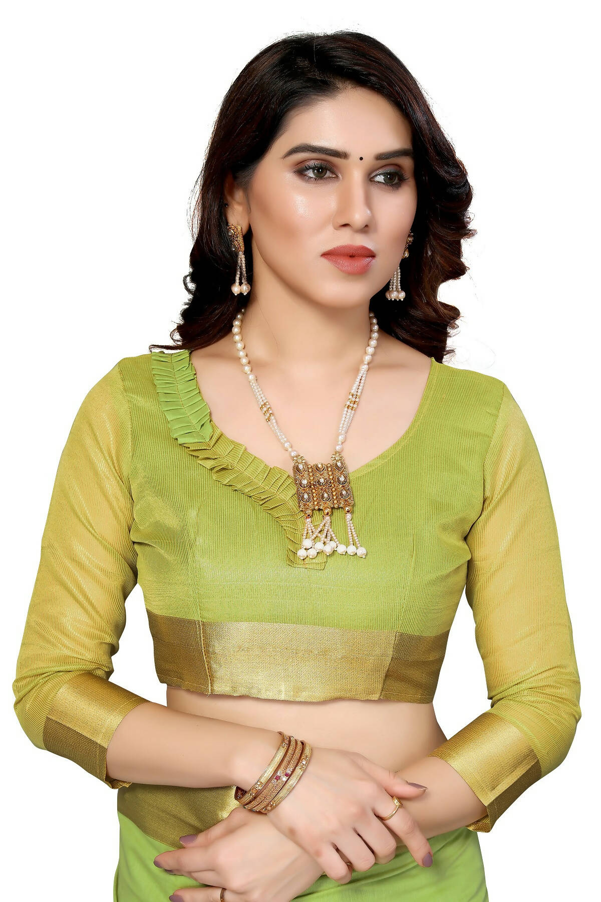 Vamika Green Cotton Polyester Silk Weaving Saree