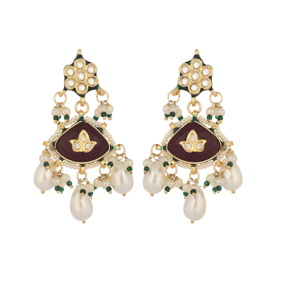 Nuyug 22K Gold Plated Ruby Grace Earrings