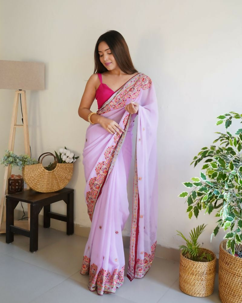 Vamsee Smiti Lavender Georgette Saree