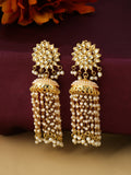 NVR Women Gold-Polished Contemporary Jhumkas Earrings