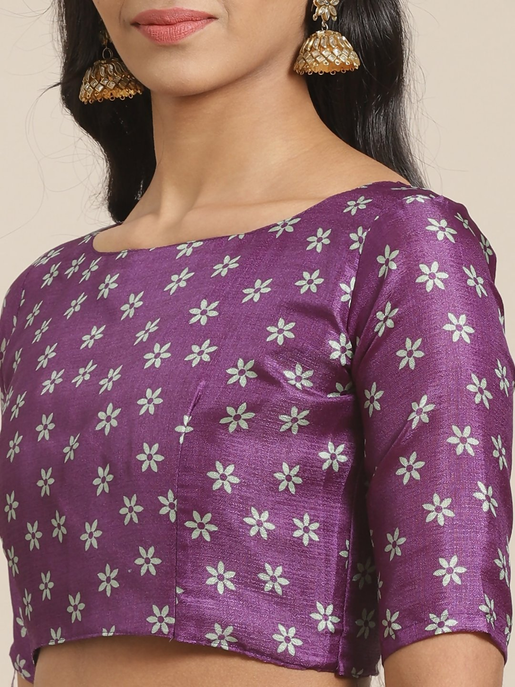 Saree Mall Green & Purple Ethnic Motifs Print Bhagalpuri Saree