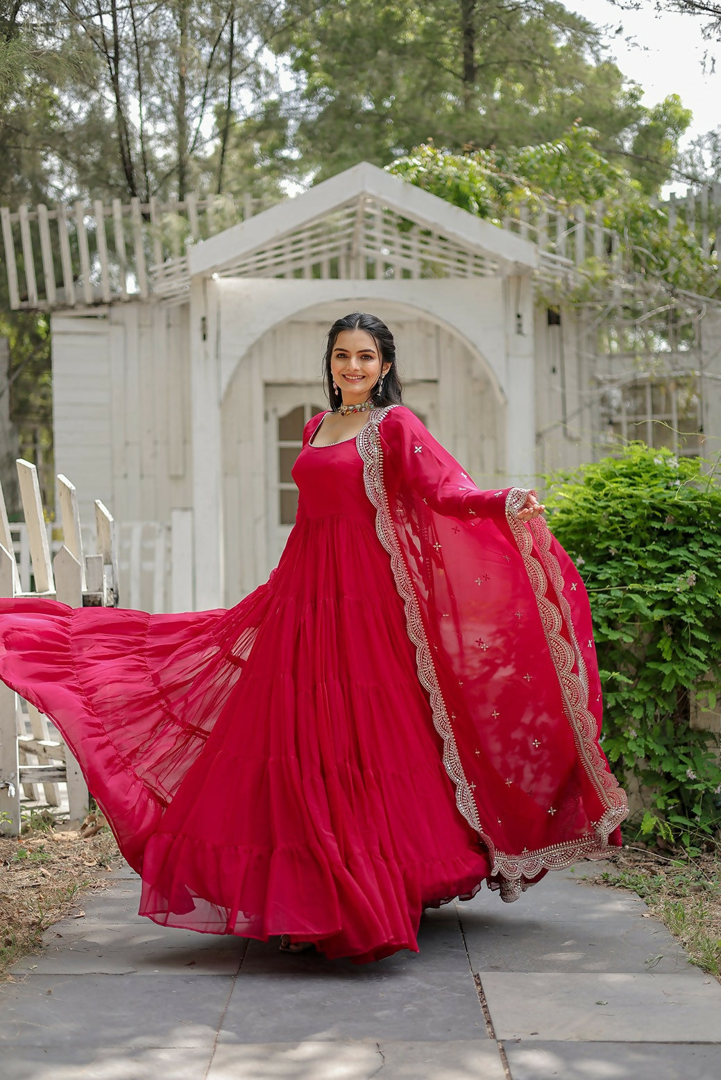 Joban Fashion Pink Georgette Sequence Embroidery Work Kurta Set