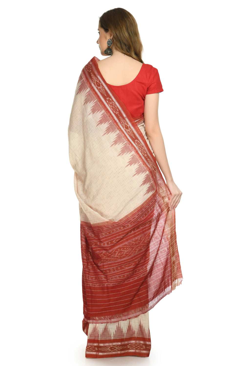 Vamika Sambalpuri Ikat Cotton Jharana Tasrite & Maroon Saree