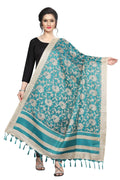 Vamika Rama Green Designed Printed Khadi Bhagalpuri Dupatta