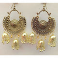 MS Fashion India Gold-Polished Bahubali Chandbali Jhumka Earrings