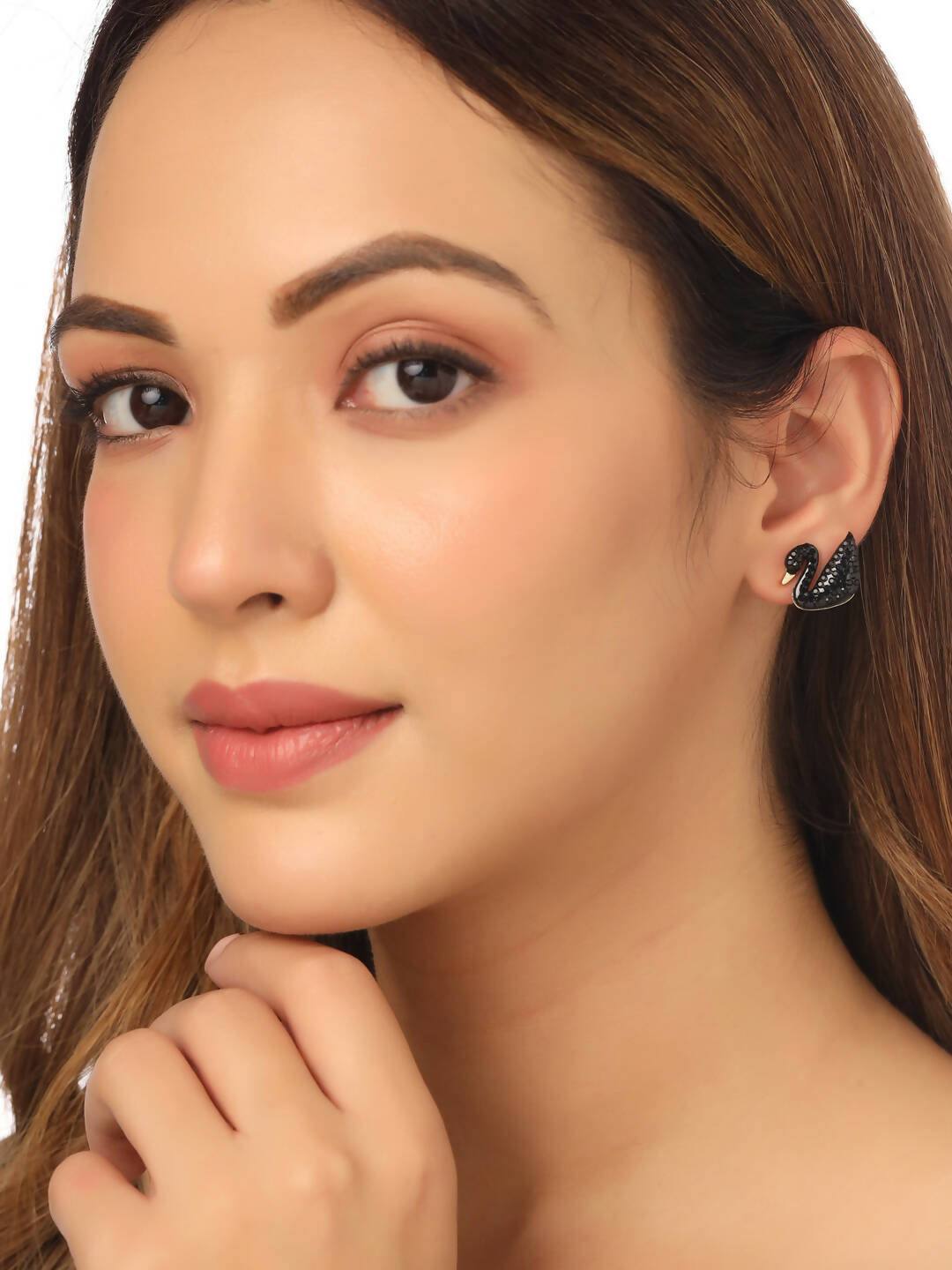 NVR Women Black Cz Studded Studs Earrings