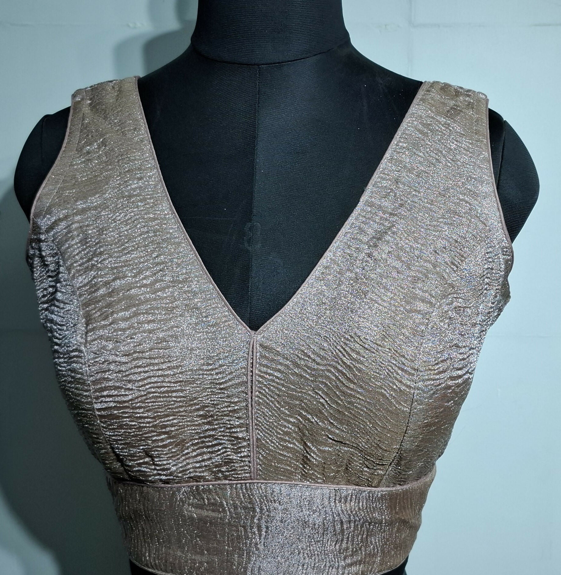 Kia Fashions Dusty Pink Crush Tissue Self Design Readymade Blouse