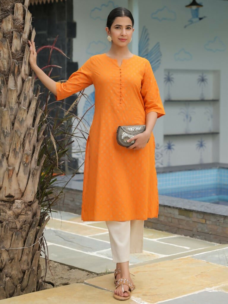 Aramya A-line Soft Cotton Floral Print Women's Kurta - Yellow
