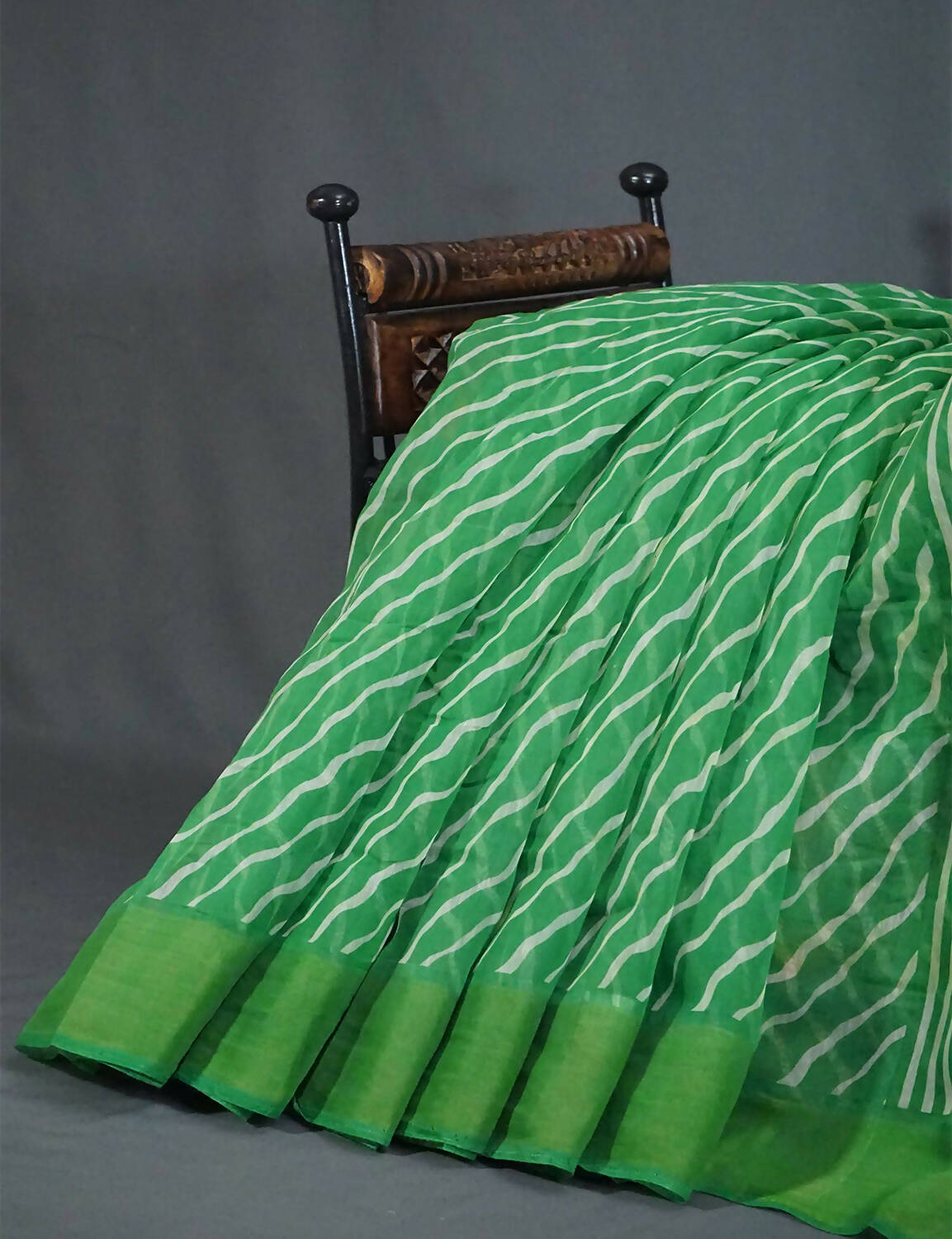 Shades Of Parrot Green With Lehariya Design Semi Chanderi Saree By Gayathri Reddy Designer Studio