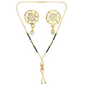 AanyaCentric Gold-Polished Short Mangalsutra Set with Earrings