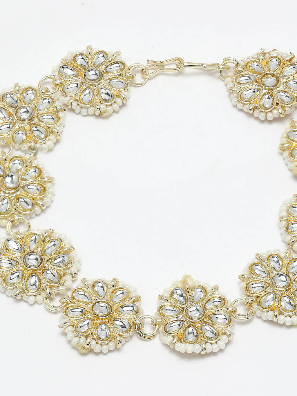 NVR Women's Gold-Polished Traditional Trending Matha Patti
