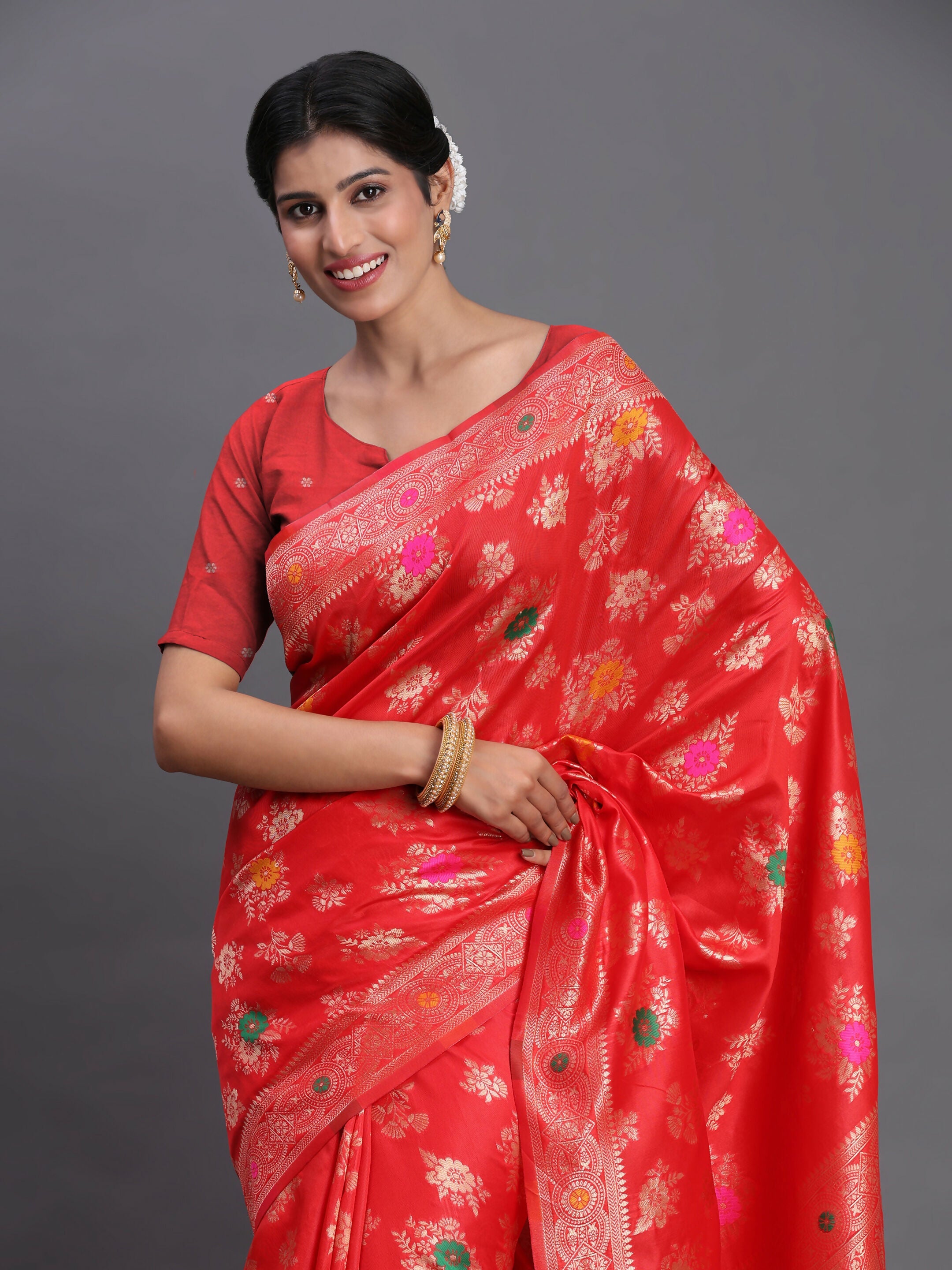 Shree Shyam Fashion Banarasi Silk Red Saree