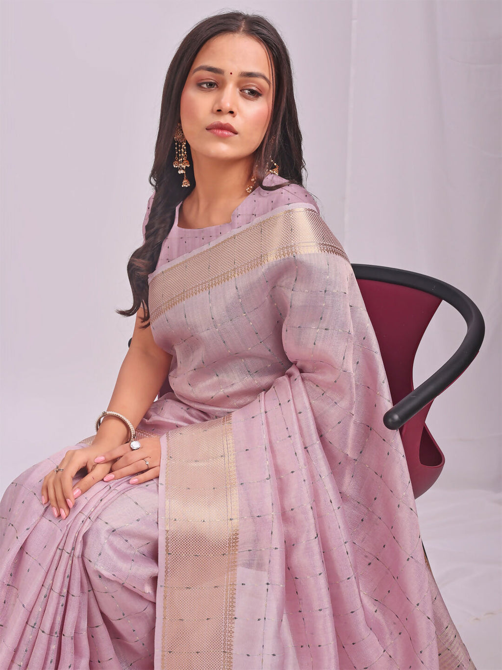 Shree Shyam Fashion Organza Light Pink Saree