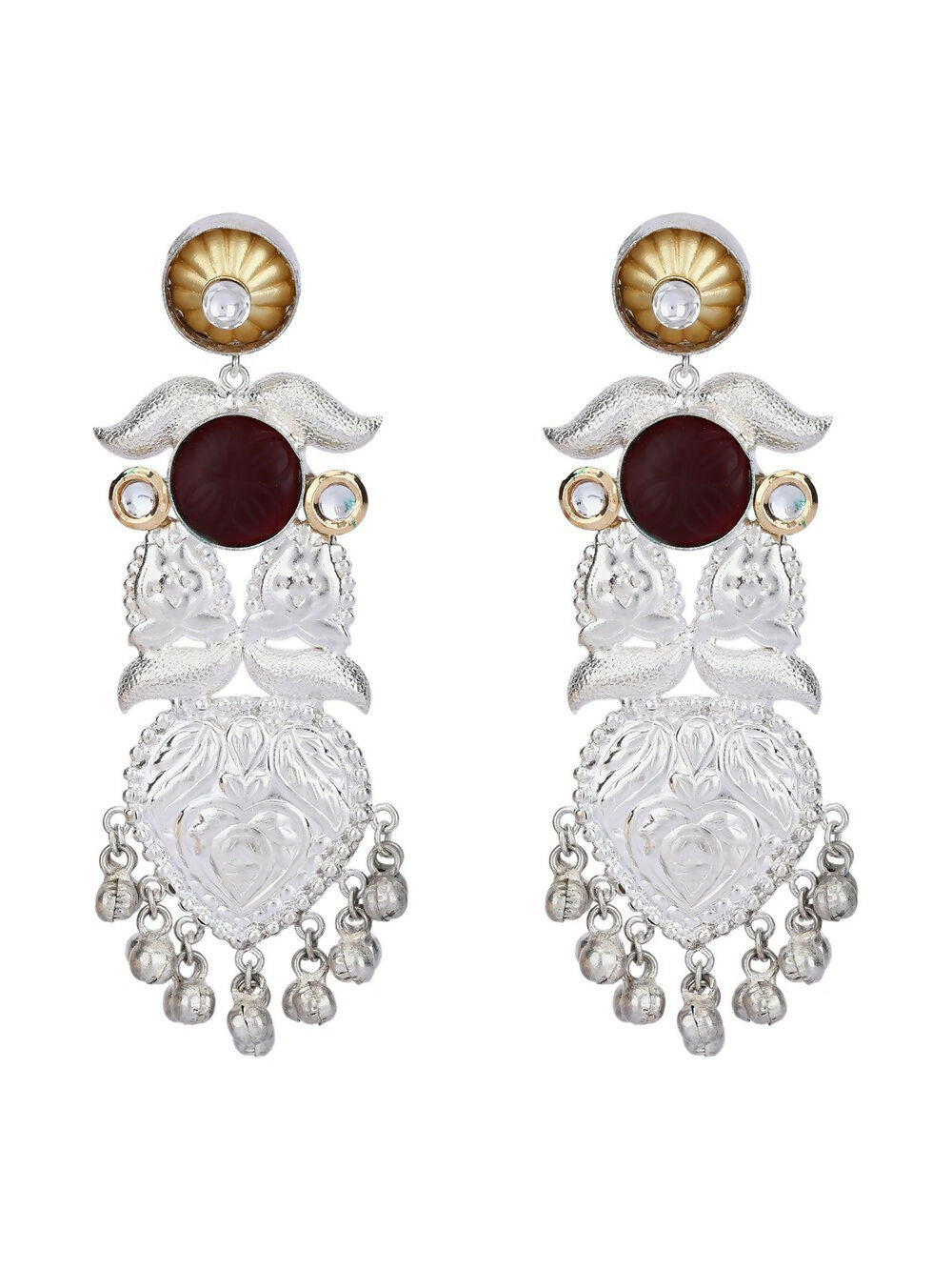 Joban Fashion Women Long Pattern Silver Tone Earrings