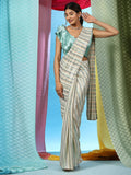 Sky Blue Pure Georgette Sequence work Ready to wear Saree with stitched Blouse - Satiksha