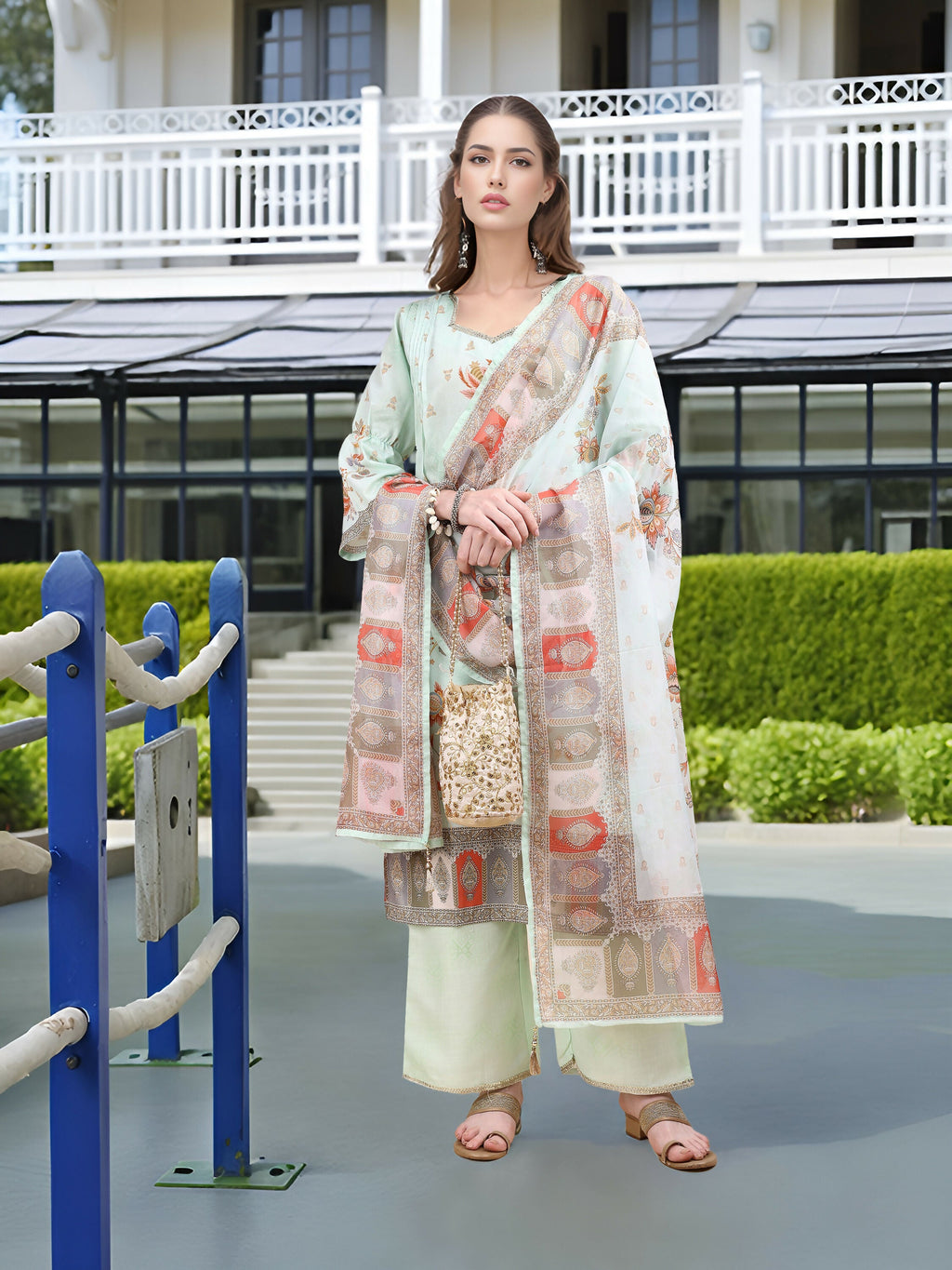 Joban Fashion Pista Position Digital Print With Position Foil Kurta Set