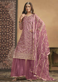 Net Onion Pink Embroidered Festive Gharara Style Suit - Emponline