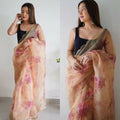 Vamsee Rency Cream Organza Saree