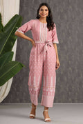 Juniper Women Onionpink Rayon Printed Straight Jumpsuit