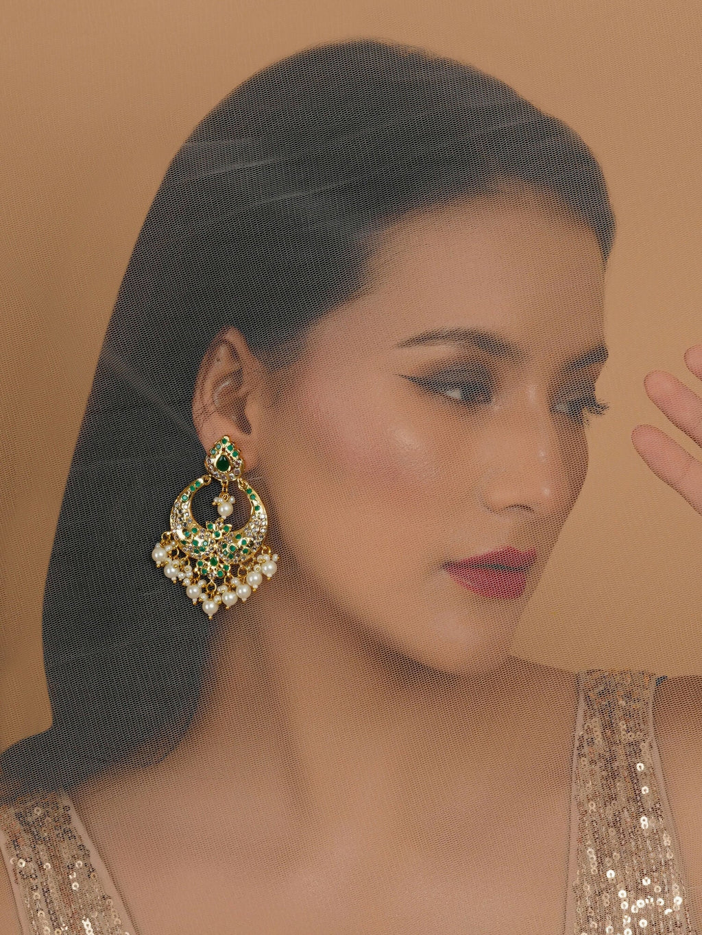 Jadau Earrings (Gold) - Ruby Raang