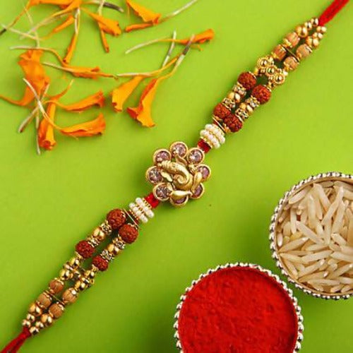 Ethnic Ganesha Rakhi and Fruit N Nut Chocolates