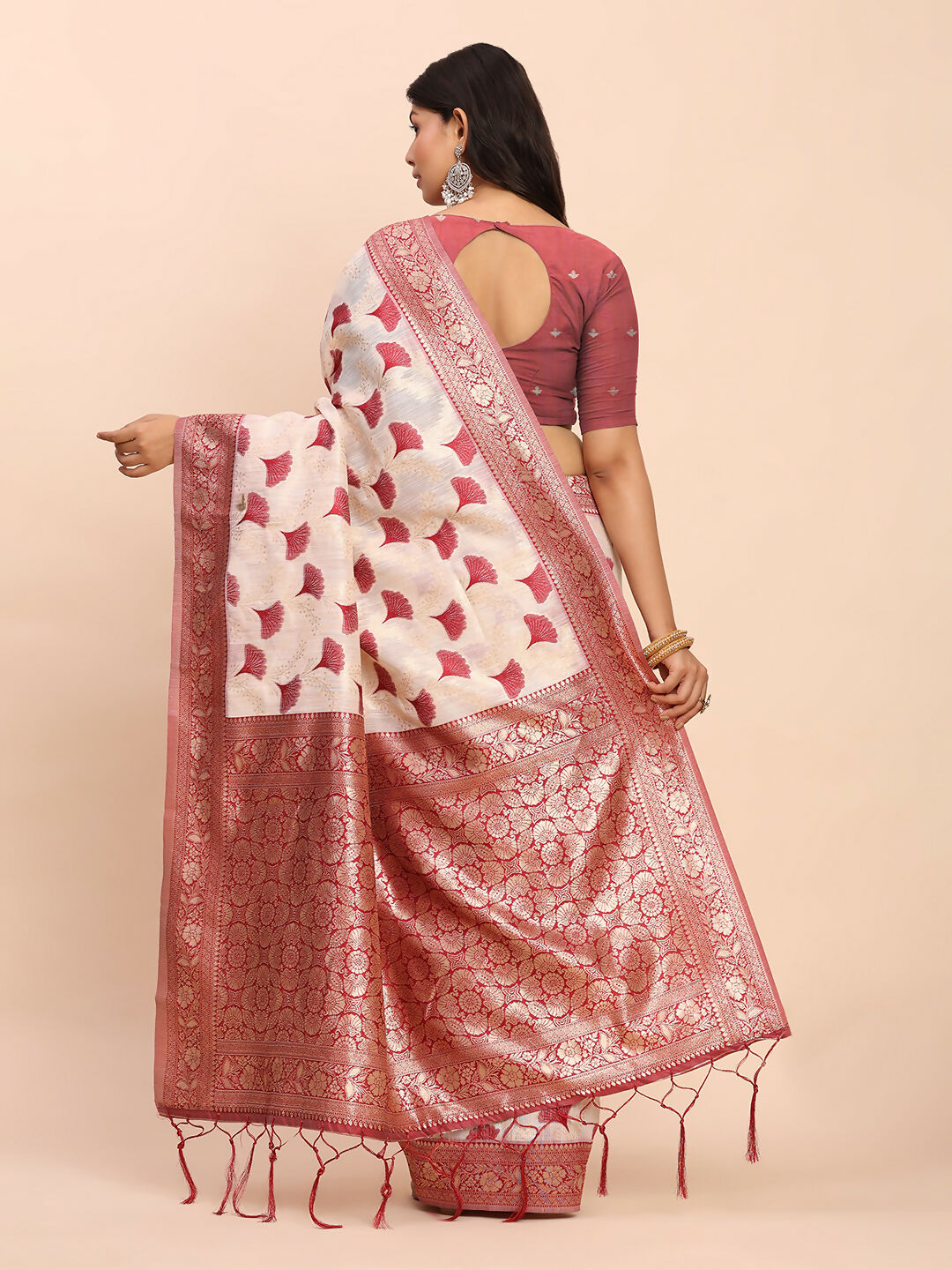 Shree Shyam Fashion Linen Cotton Maroon Saree