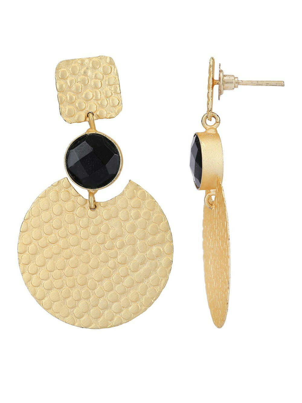 Joban Fashion Women Round Shape Matte Gold Earrings