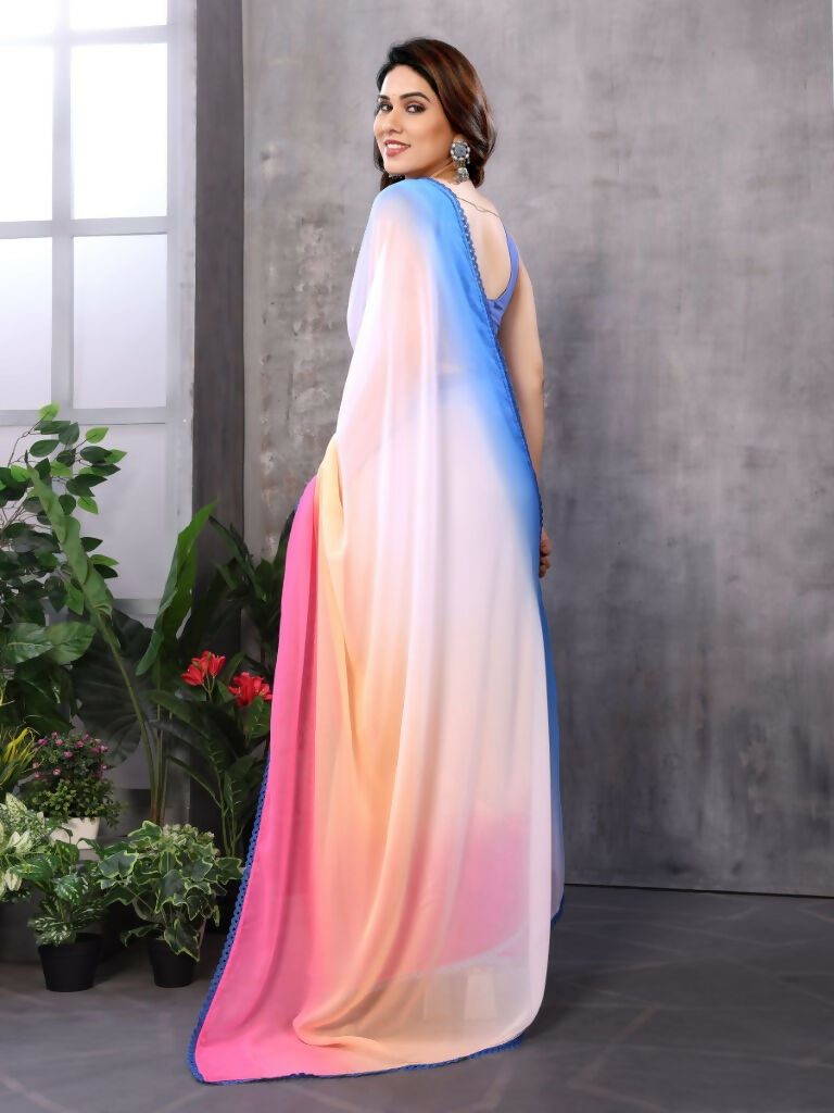 Partywear Designer Multi Georgette Fancy Saree - Satrangi