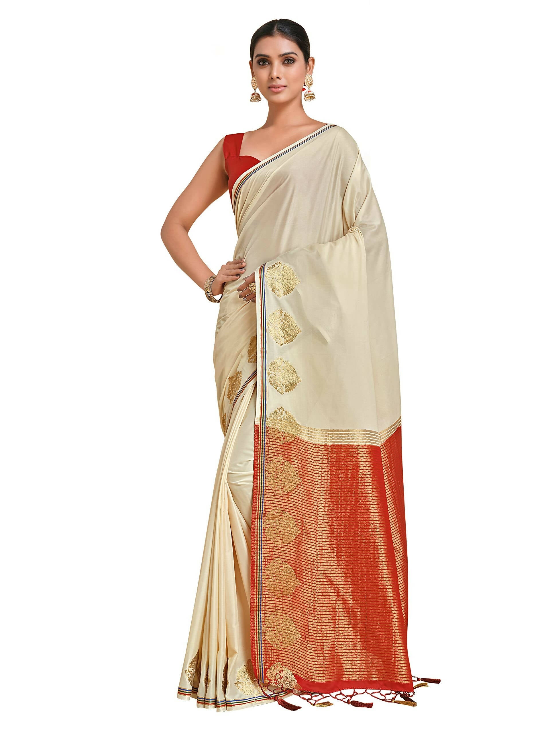 Mimosa Women's Beige Pure Crepe Saree