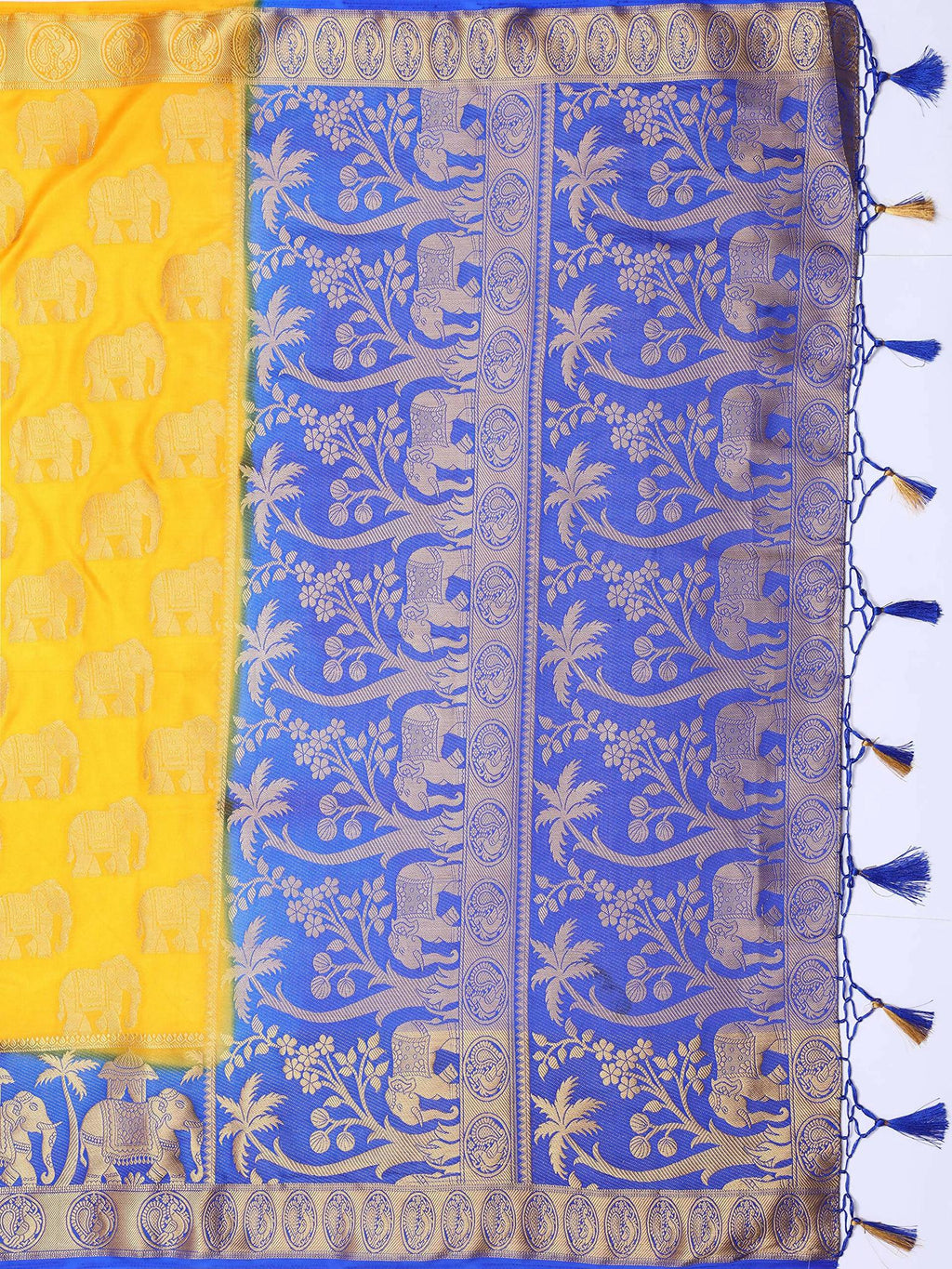 Mimosa Women's Gold Kanjivaram Art Silk Saree