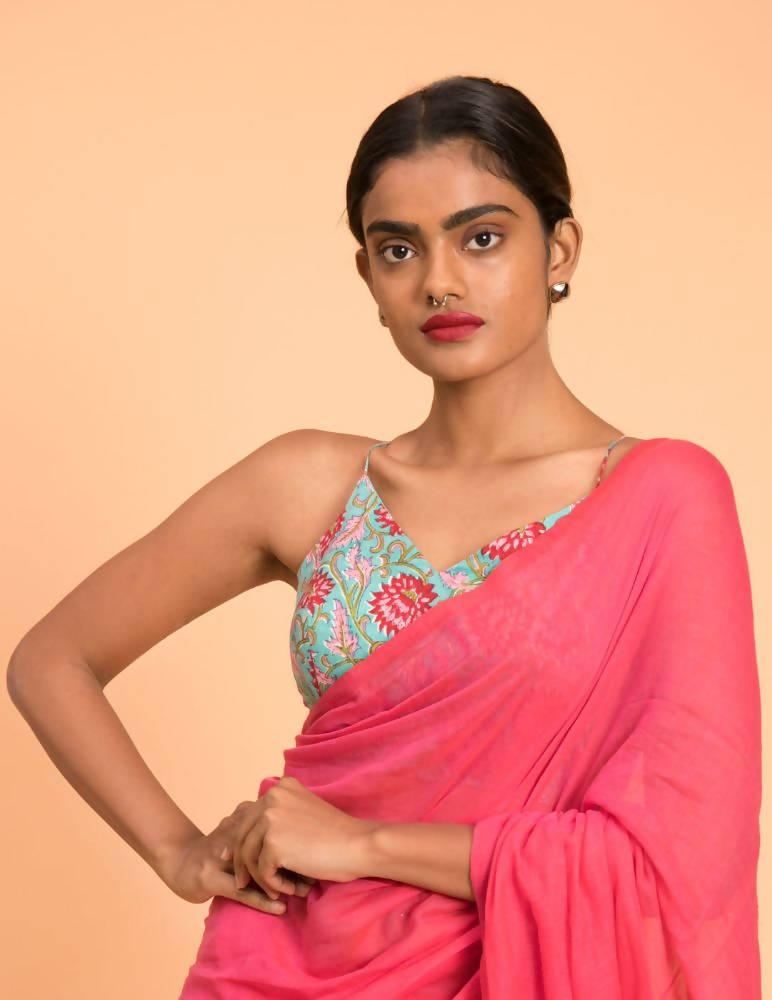 Suta Pink Solid Pure Cotton Saree