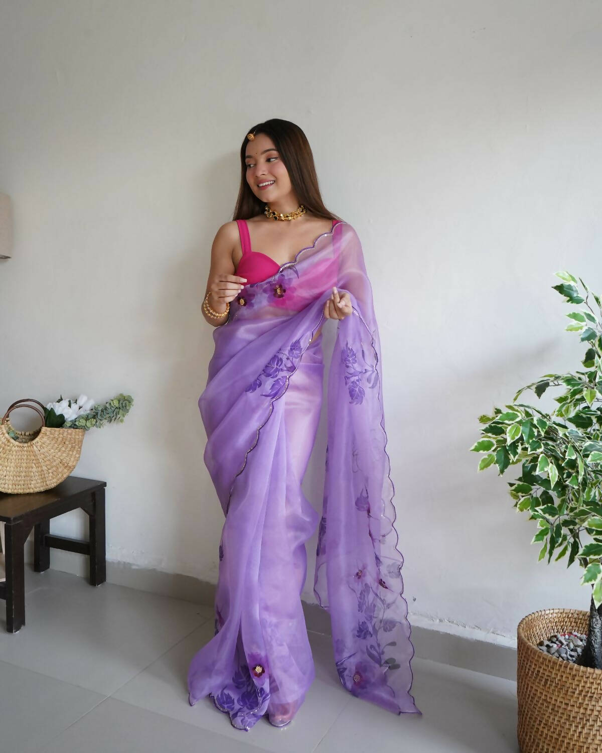 Vamsee Purple Organza Saree
