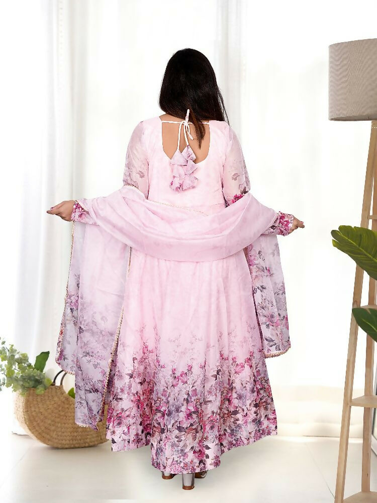 Joban Fashion Pink Kurta Set Organza Sequin Embroidery Work